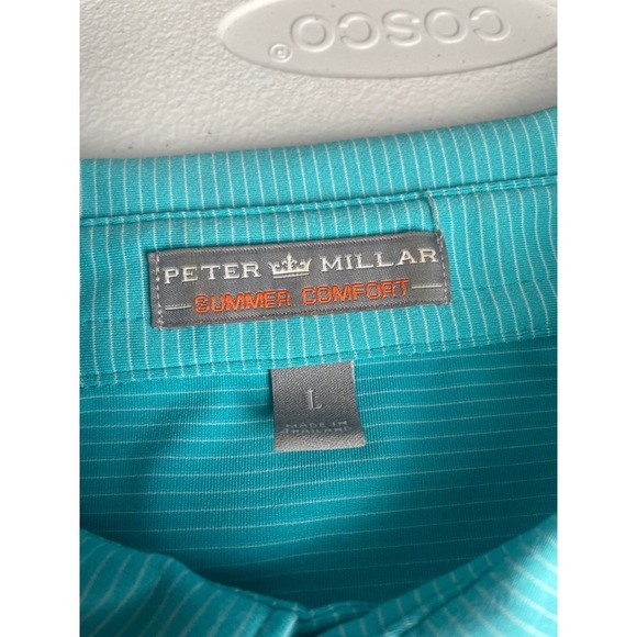 Peter Millar Summer Comfort Golf Polo Shirt Striped SR 1923 Logo Large - Picture 2 of 5